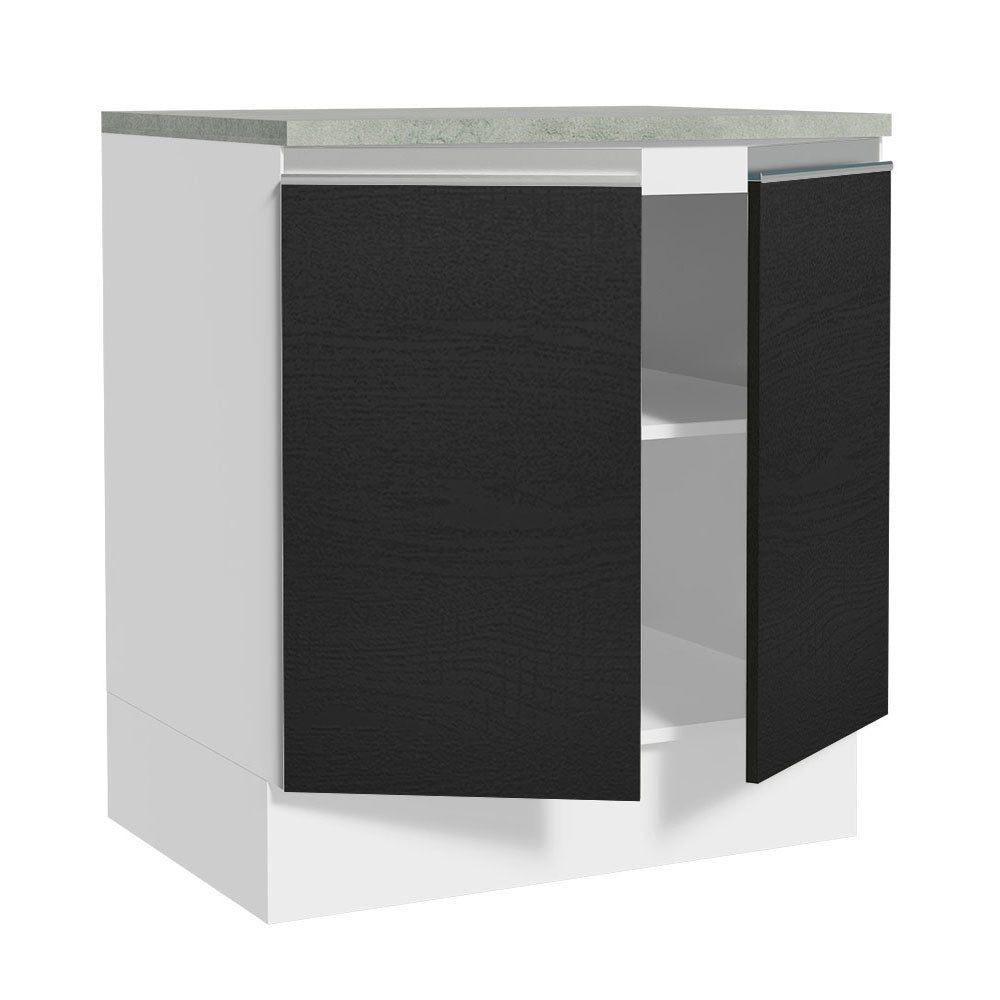 Bajo Mesada 70 x 60 cm 2 Puertas (Con Mesada) Blanco/Negro Glamy Madesa