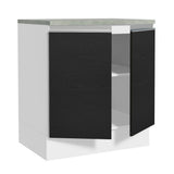 Bajo Mesada 70 x 60 cm 2 Puertas (Con Mesada) Blanco/Negro Glamy Madesa