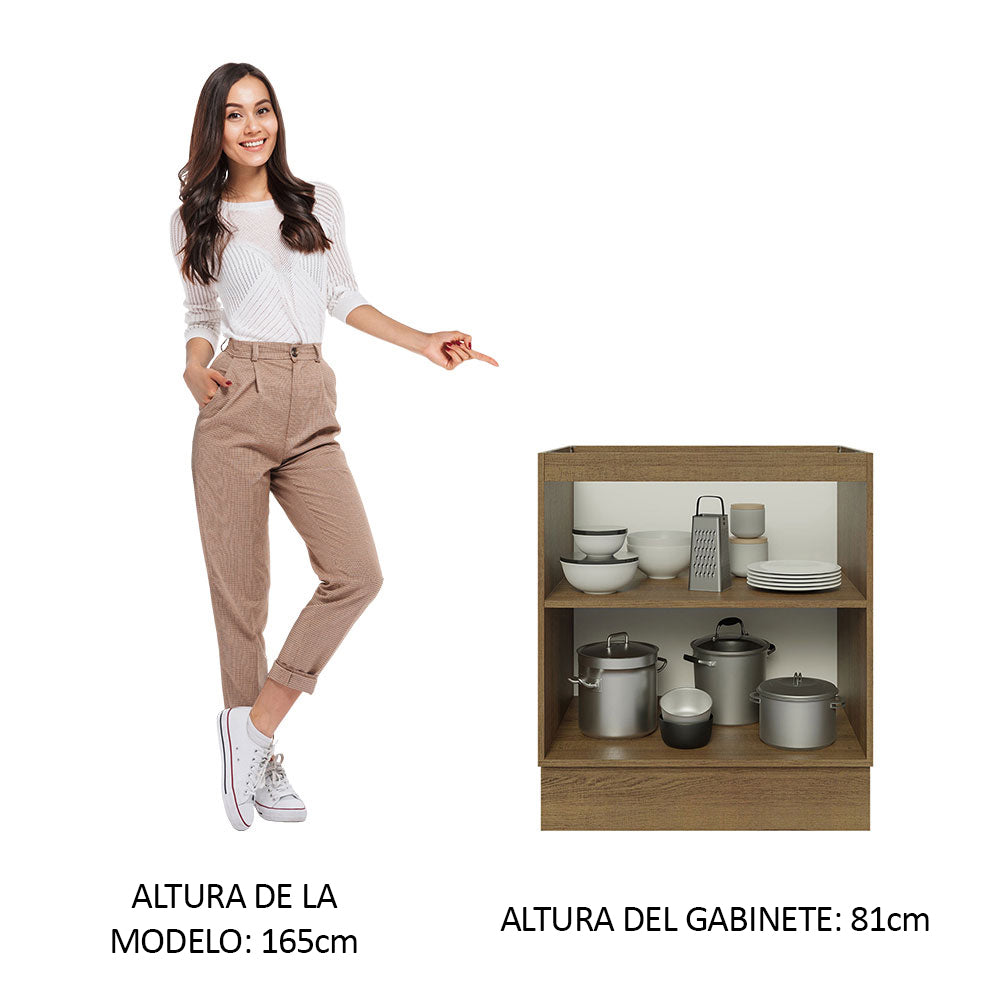 Bajo Mesada Cocina 70 x 60 cm 2 Puertas (Sin Mesada) Marrón/Negro Glamy Madesa