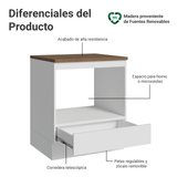 Bajo Mesada para Horno/Microondas 70 x 60 cm 1 Cajón mesada Marrón/Blanco Madesa