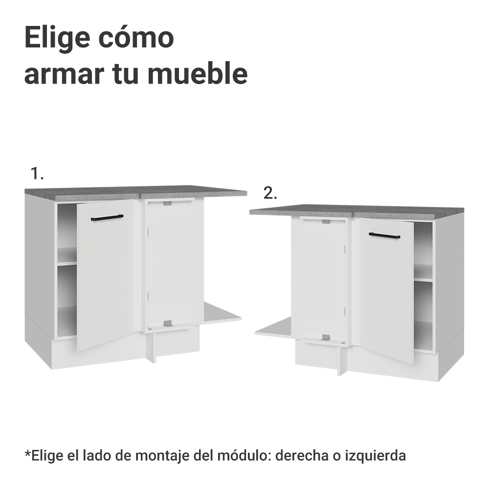 Bajo Mesada Esquinero 102 x 64 cm 1 Puerta (Con Mesada) Blanco Agata Madesa