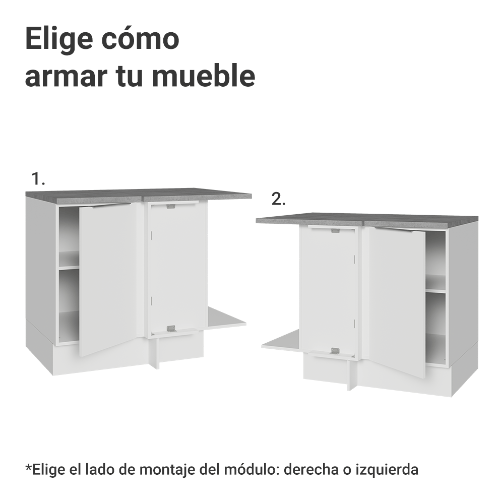 Bajo Mesada Cocina Esquinera 1 Puerta 60 cm Profundidad (Con Mesada) Blanco Stella Madesa