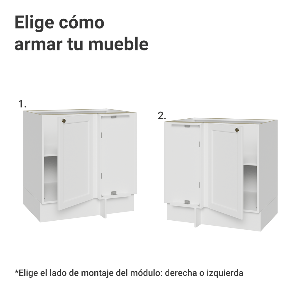 Bajo Mesada esquinero para Linha de 60 cm Profundidade (Sin Mesada) Blanco Vik Madesa