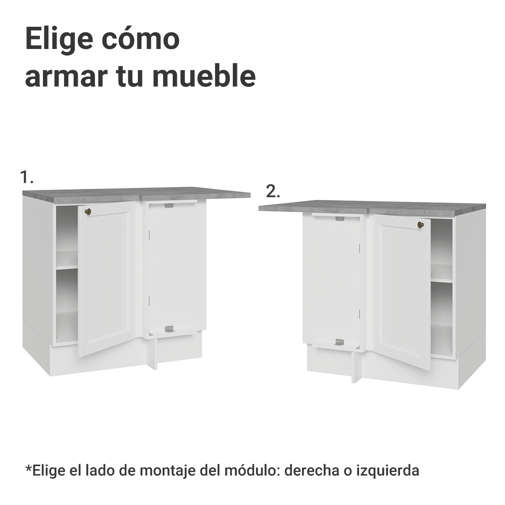 Bajo Mesada esquinero para Linha de 60 cm Profundidade (con Mesada) Blanco Vik Madesa
