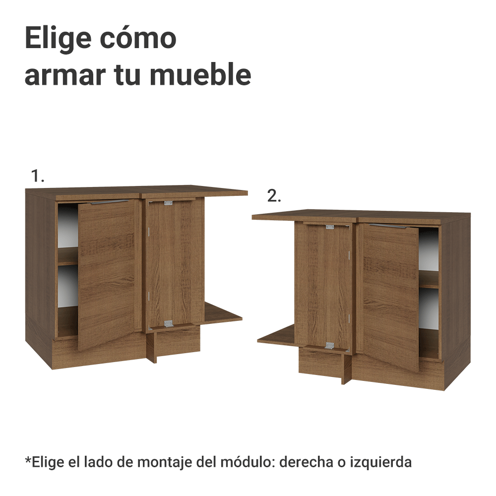 Bajo Mesada Cocina Esquinera 1 Puerta 60 cm Profundidad (Con Mesada) Marrón Stella Madesa