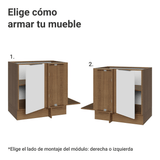 Bajo Mesada Cocina Esquinera 1 Puerta 60 cm Profundidad (Sin Mesada) Marrón/Blanco Stella Madesa