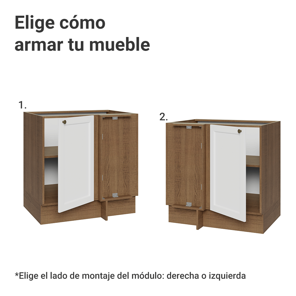Bajo Mesada esquinero para Linha de 60 cm Profundidade (Sin Mesada) Marrón/Blanco Vik Madesa