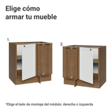 Bajo Mesada esquinero para Linha de 60 cm Profundidade (Sin Mesada) Marrón/Blanco Vik Madesa