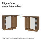 Bajo Mesada esquinero para Linha de 60 cm Profundidade (con Mesada) Marrón/Blanco Vik Madesa
