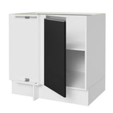 Bajo Mesada Esquinero 1 Puerta 60 cm Profundidad (Sin Mesada) Blanco/Negro Glamy Madesa