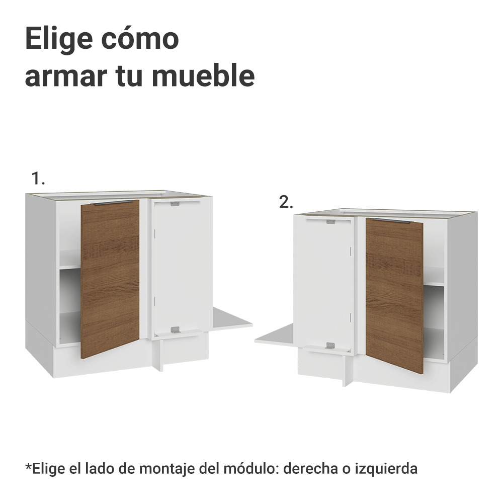 Bajo Mesada Cocina Esquinera 1 Puerta 60 cm Profundidad (Sin Mesada) Blanco/Marrón Stella Madesa