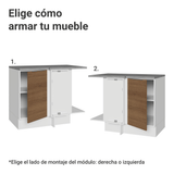 Bajo Mesada Cocina Esquinera 1 Puerta 60 cm Profundidad (Con Mesada) Blanco/Marrón Stella Madesa