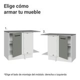 Bajo Mesada Cocina Esquinera 1 Puerta 60 cm Profundidad (Con Mesada) Blanco/Gris Agata Madesa