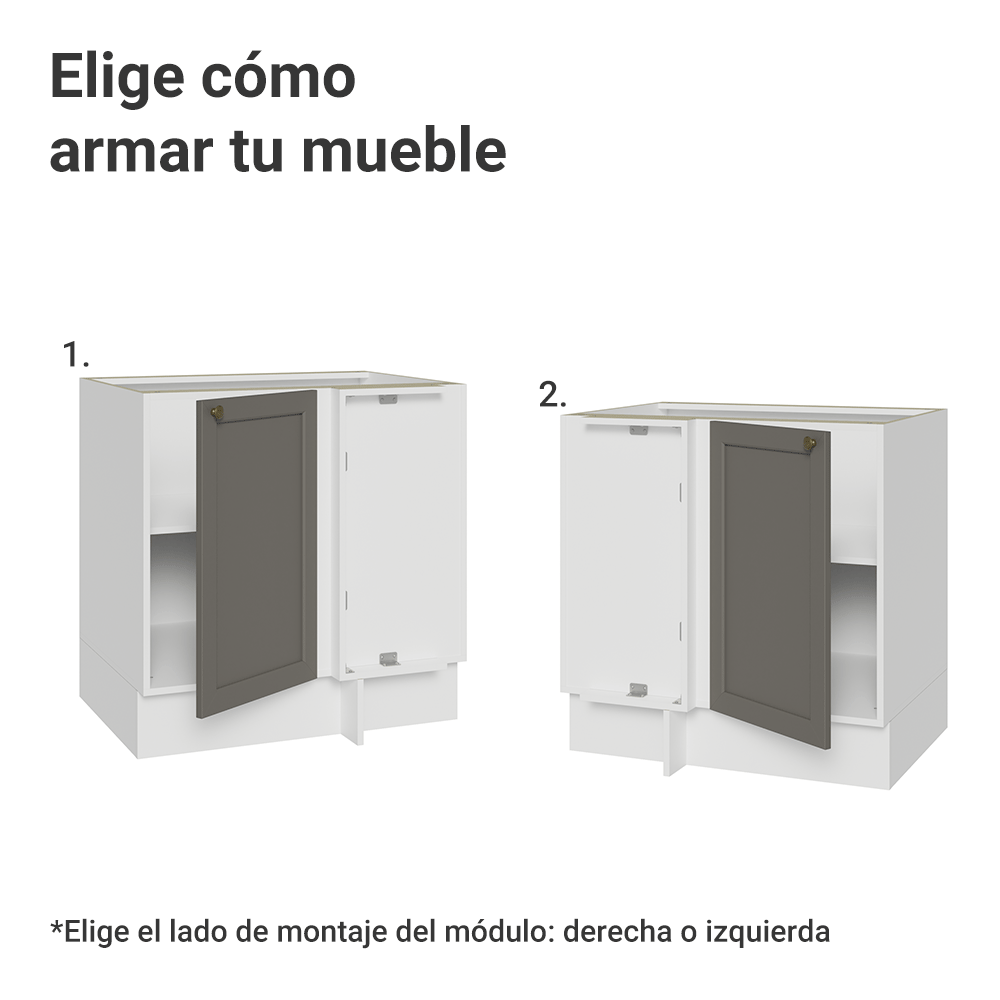 Bajo Mesada esquinero para Linha de 60 cm Profundidade (Sin Mesada) Blanco/Gris Vik Madesa