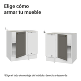 Bajo Mesada esquinero para Linha de 60 cm Profundidade (Sin Mesada) Blanco/Gris Vik Madesa