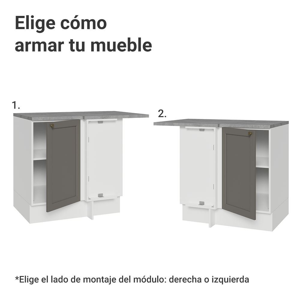 Bajo Mesada esquinero para Linha de 60 cm Profundidade (con Mesada) Blanco/Gris Vik Madesa