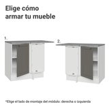 Bajo Mesada esquinero para Linha de 60 cm Profundidade (con Mesada) Blanco/Gris Vik Madesa