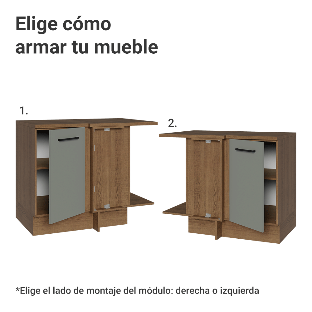 Bajo Mesada Cocina Esquinera 1 Puerta 60 cm Profundidad (Con Mesada) Marrón/Gris Agata Madesa