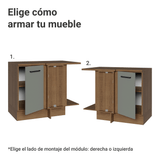 Bajo Mesada Cocina Esquinera 1 Puerta 60 cm Profundidad (Con Mesada) Marrón/Gris Agata Madesa
