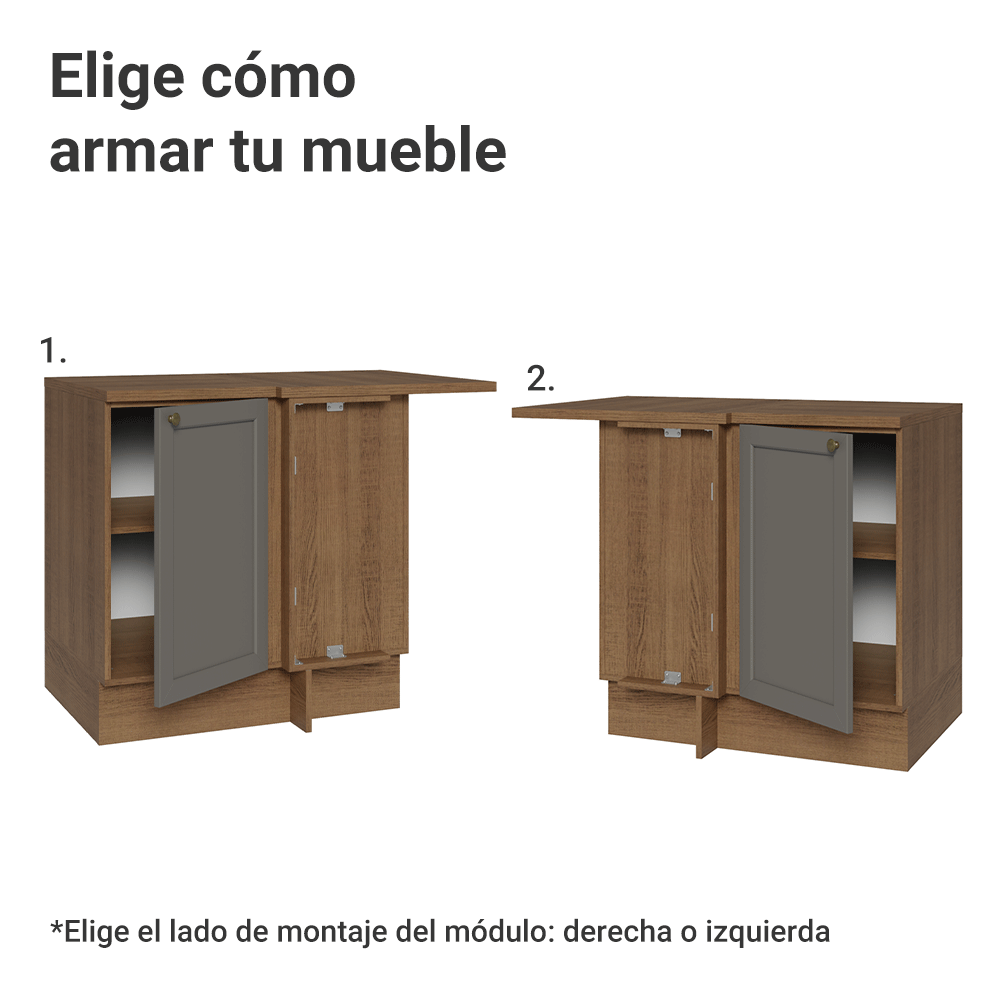 Bajo Mesada esquinero para Linha de 60 cm Profundidade (con Mesada) Marrón/Gris Vik Madesa