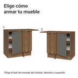 Bajo Mesada esquinero para Linha de 60 cm Profundidade (con Mesada) Marrón/Gris Vik Madesa