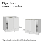 Bajo Mesada Esquinero 102 x 64 cm 1 Puerta (Sin Mesada) para línea de 60 cm de Profundidad Blanco/Blanco Aterciopelado Lux Madesa