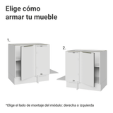 Bajo Mesada Cocina Esquinera para línea de 60 cm de Profundidad 1 Puerta (Sin Mesada) Blanco/Blanco Aterciopelado Lux Madesa