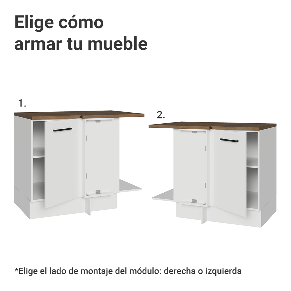 Bajo Mesada Esquinero 102 cm 1 Puerta Blanco/Marrón Agata Madesa