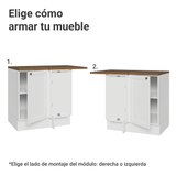 Bajo Mesada esquinero para Linha de 60 cm Profundidade (con Mesada) Blanco/Marrón Vik Madesa