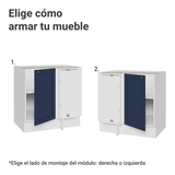 Bajo Mesada esquinero para Linha de 60 cm Profundidade (Sin Mesada) Blanco/Azul Vik Madesa