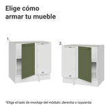 Bajo Mesada esquinero para Linha de 60 cm Profundidade (Sin Mesada) Blanco/Verde Vik Madesa