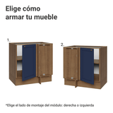 Bajo Mesada esquinero para Linha de 60 cm Profundidade (Sin Mesada) Marrón/Azul Vik Madesa