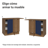 Bajo Mesada esquinero para Linha de 60 cm Profundidade (con Mesada) Marrón/Azul Vik Madesa