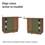 Bajo Mesada esquinero para Linha de 60 cm Profundidade (con Mesada) Marrón/Verde Vik Madesa