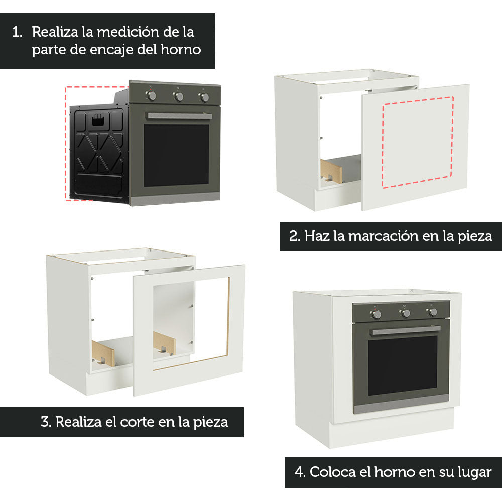 Bajo Mesada Cocina para Horno Empotrado 80 x 60 cm Sin Mesada Blanco Agata, Glamy, Lux, Stella Madesa