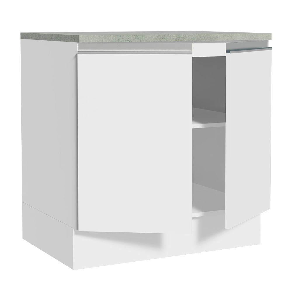Bajo Mesada Madesa Glamy 80 x 60 cm 2 Puertas (Con Mesada) Blanco