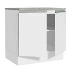 Bajo Mesada 80 x 60 cm 2 Puertas (Con Mesada) Blanco Glamy Madesa