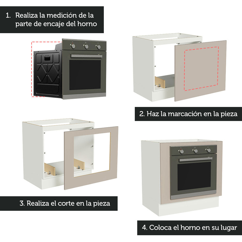 Bajo Mesada Cocina para Horno Empotrado 80 x 60 cm Sin Mesada Blanco/Crema Agata Madesa