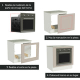 Bajo Mesada Cocina para Horno Empotrado 80 x 60 cm con Mesada Blanco/Crema Agata Madesa