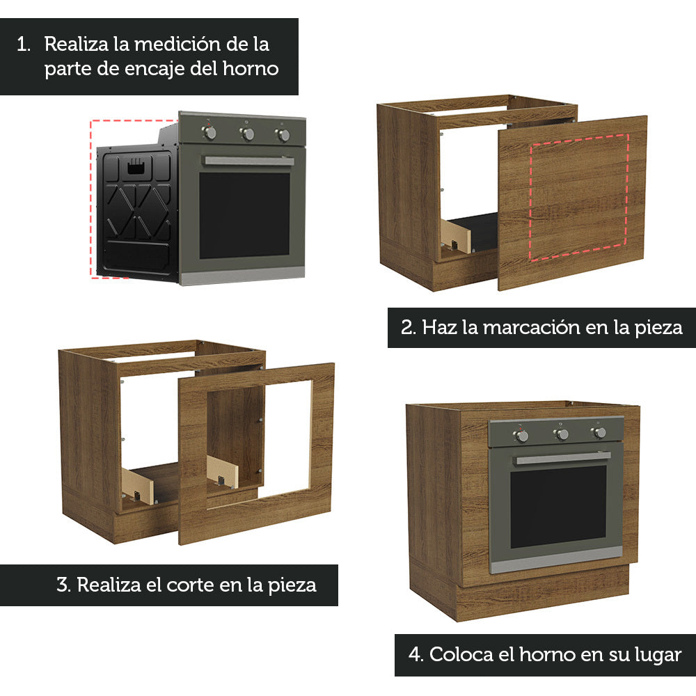 Bajo Mesada Cocina para Horno Empotrado 80 x 60 cm Sin Mesada Marrón Glamy, Lux, Stella Madesa