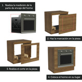 Bajo Mesada Cocina para Horno Empotrado 80 x 60 cm con Mesada Marrón Glamy, Lux, Stella Madesa