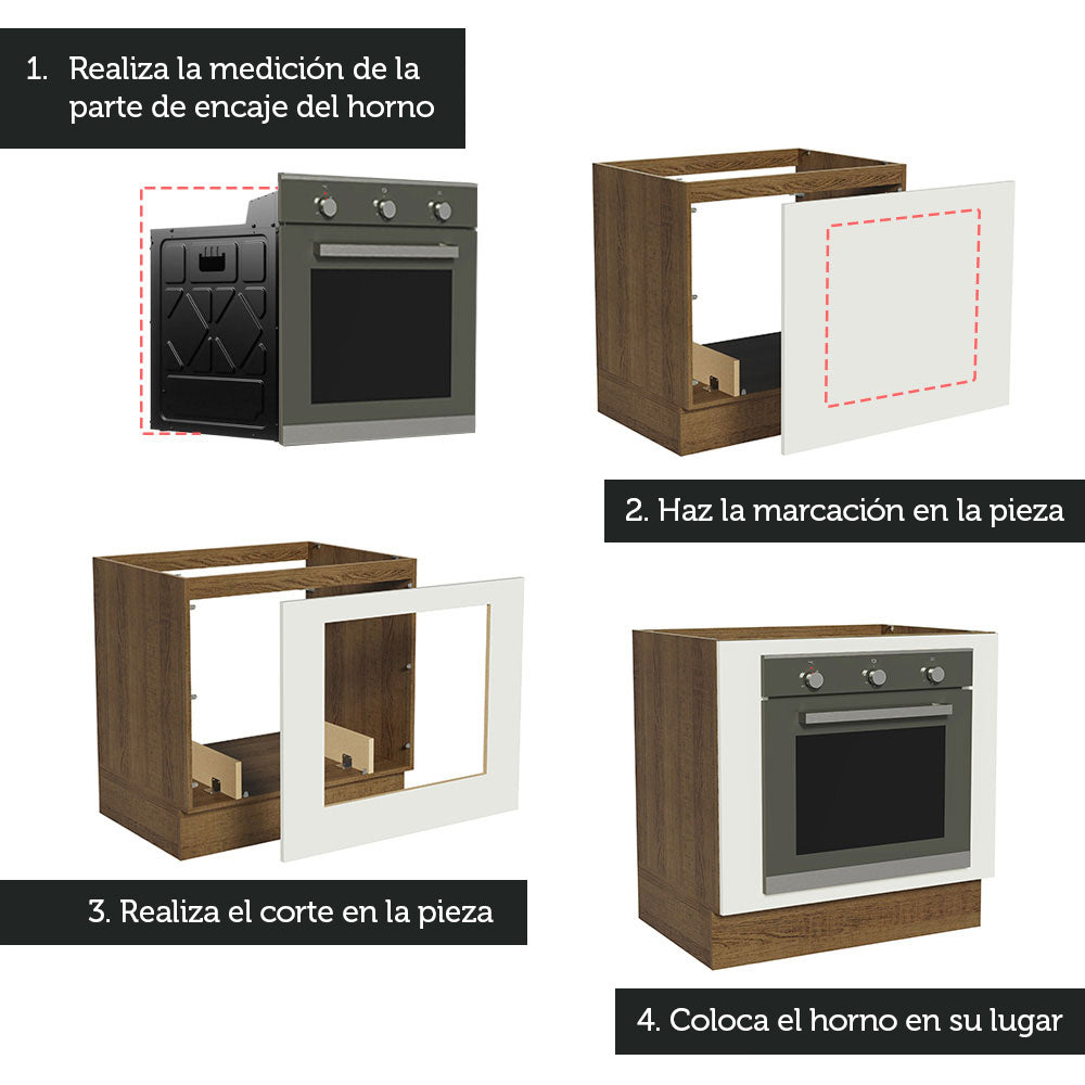 Bajo Mesada Cocina para Horno Empotrado 80 x 60 cm Sin Mesada Marrón/Blanco Agata, Glamy, Lux, Stella Madesa