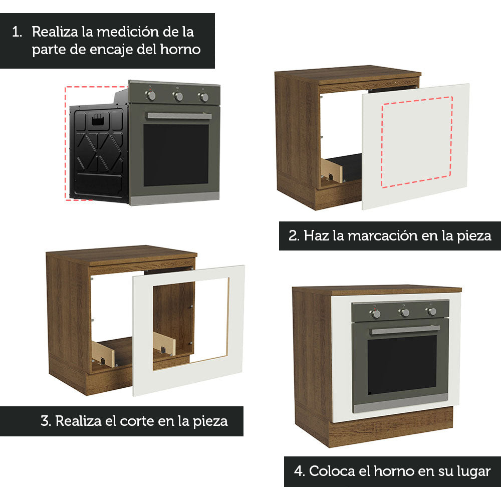 Bajo Mesada Cocina para Horno Empotrado 80 x 60 cm con Mesada Marrón/Blanco Agata, Glamy, Lux, Stella Madesa