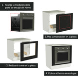 Bajo Mesada Cocina para Horno Empotrado 80 x 60 cm con Mesada Blanco/Negro Agata, Glamy Madesa