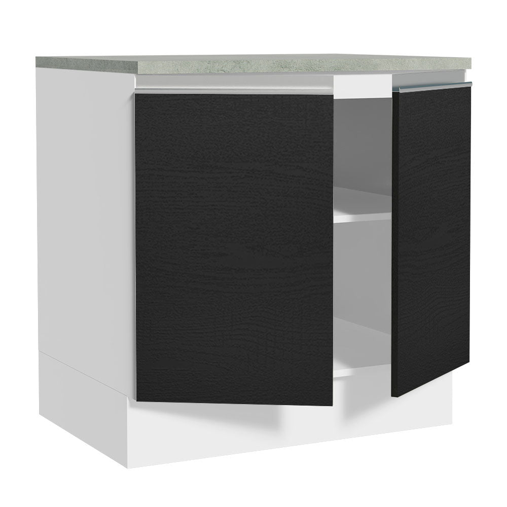 Bajo Mesada Madesa Glamy 80 x 60 cm 2 Puertas (Con Mesada) Blanco/Negro