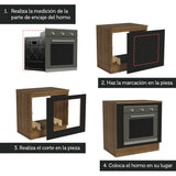 Bajo Mesada Cocina para Horno Empotrado 80 x 60 cm con Mesada Marrón/Negro Agata, Glamy, Madesa