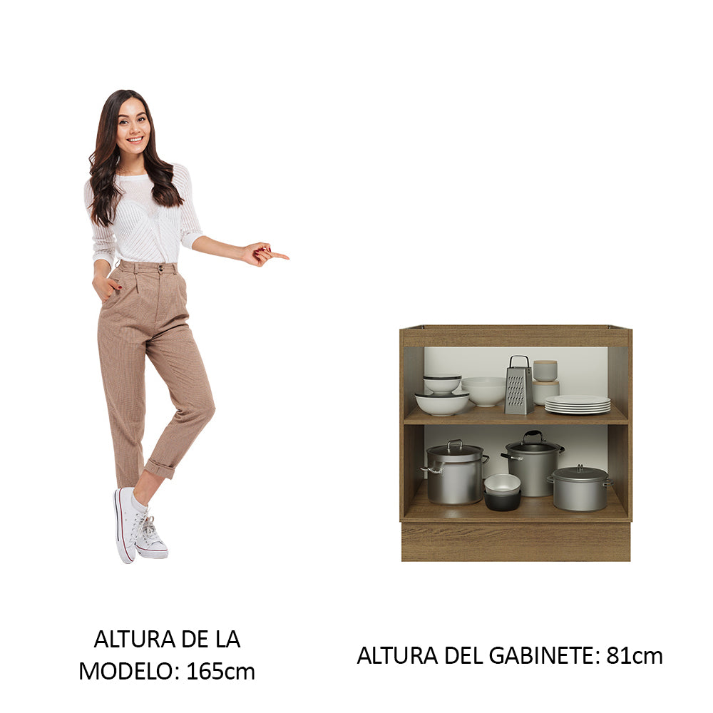 Bajo Mesada Cocina 80 x 60 cm 2 Puertas (Sin Mesada) Marrón/Negro Glamy Madesa