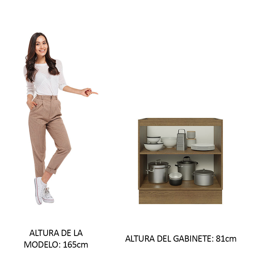 Bajo Mesada 80 cm x 60 cm, 2 Puertas Lux Marrón/Negro