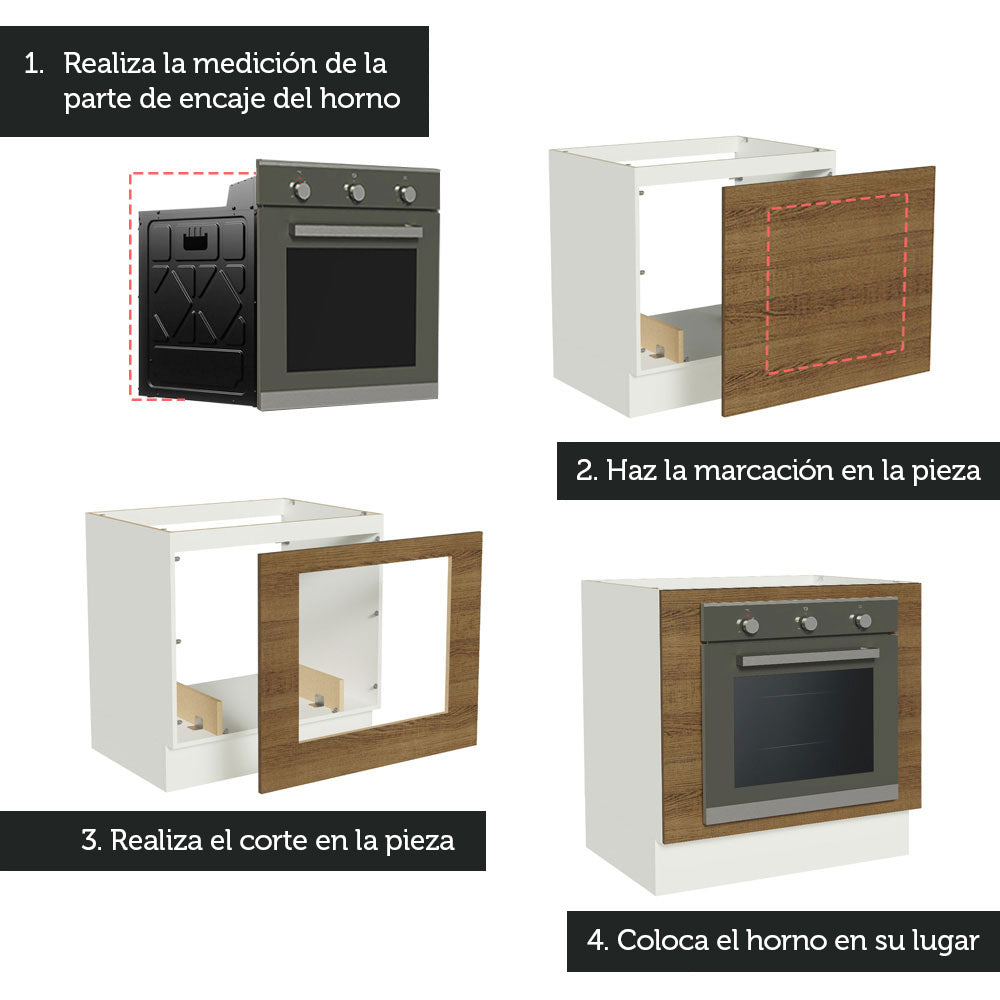 Bajo Mesada Cocina para Horno Empotrado 80 x 60 cm Sin Mesada Blanco/Marrón Glamy, Stella Madesa