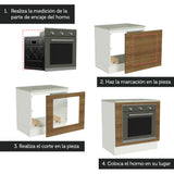 Bajo Mesada Cocina para Horno Empotrado 80 x 60 cm con Mesada Blanco/Marrón Glamy, Stella Madesa